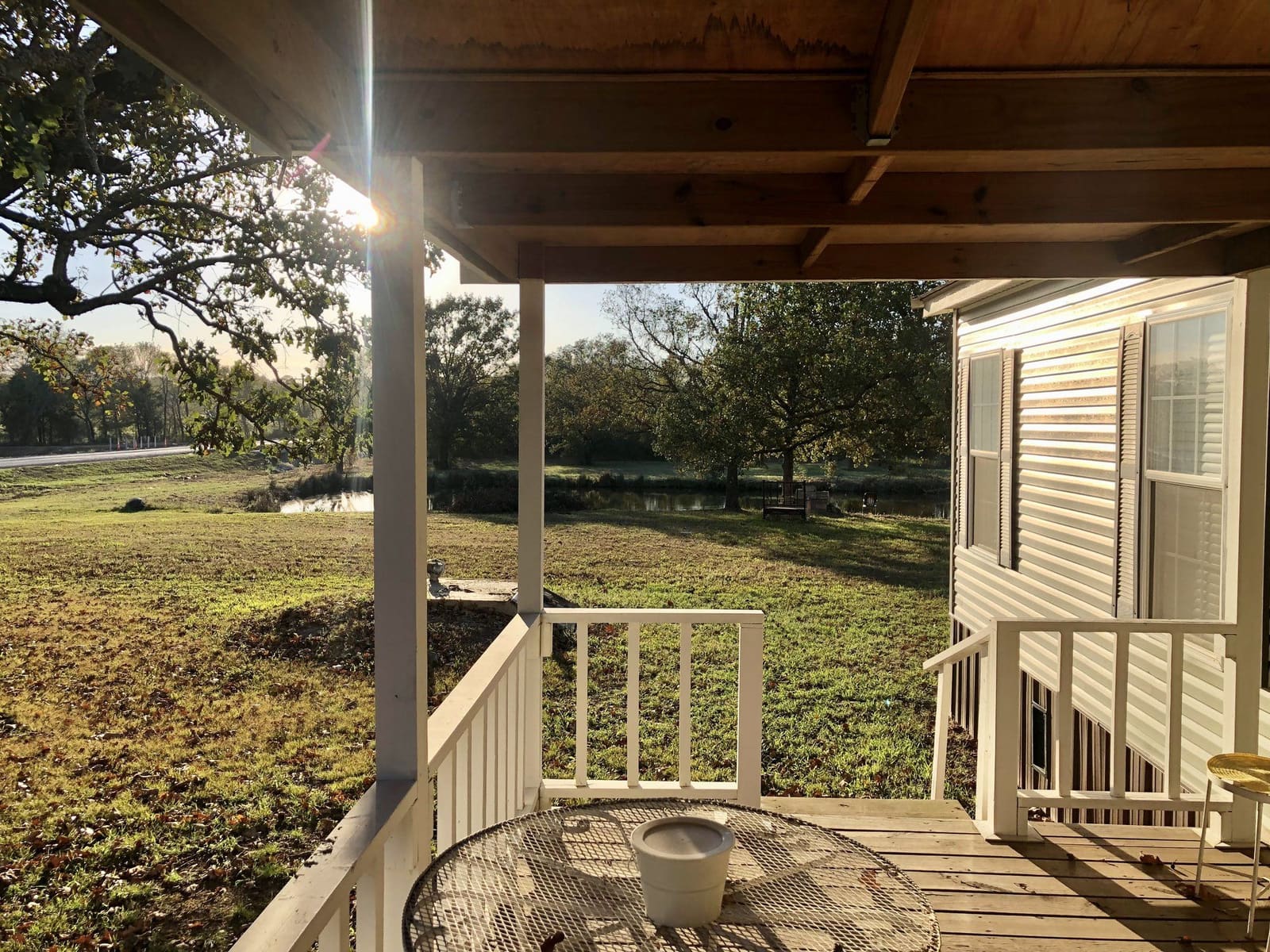 A table set on the porch