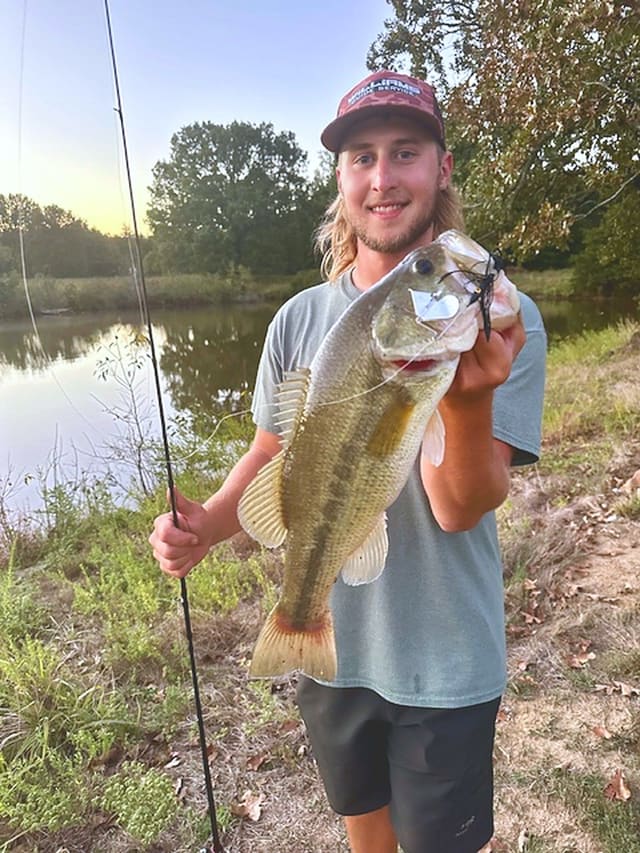 A bass from the stocked ranch pond (bass, crappie and bluegill)